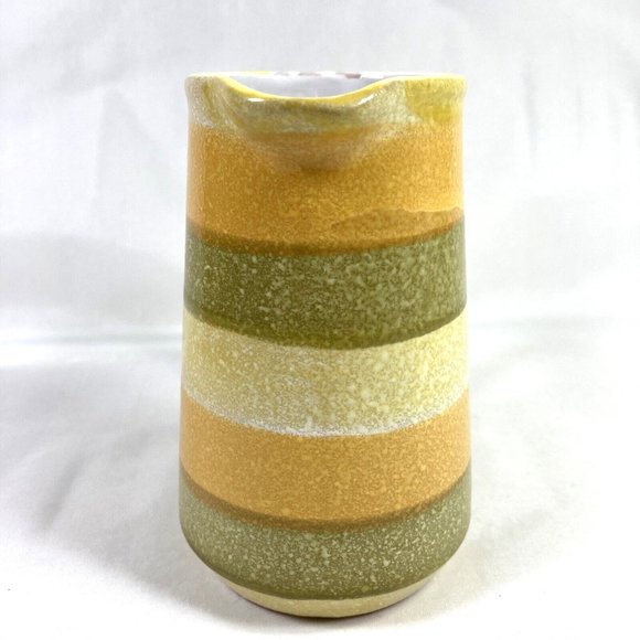 Vintage Holt Howard Stoneware Pottery Yellow Green Striped Pitcher Creamer Jug - Picture 2 of 11